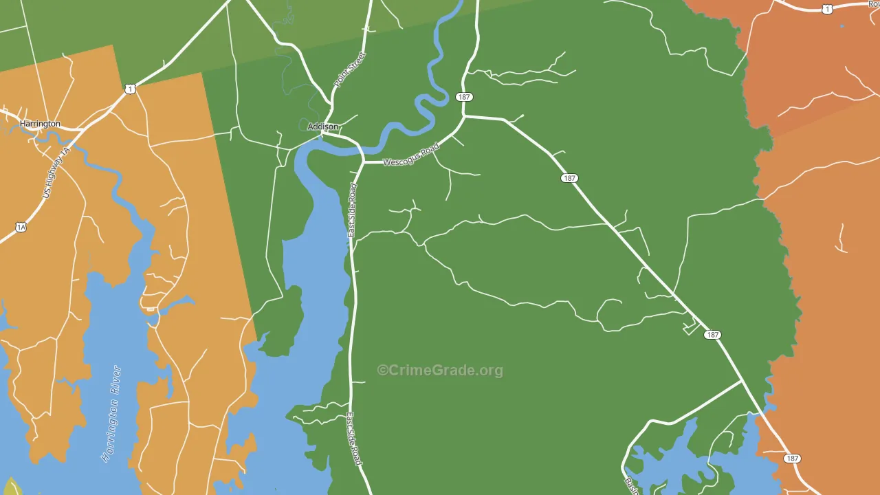 Addison, ME Map of Vandalism Rates