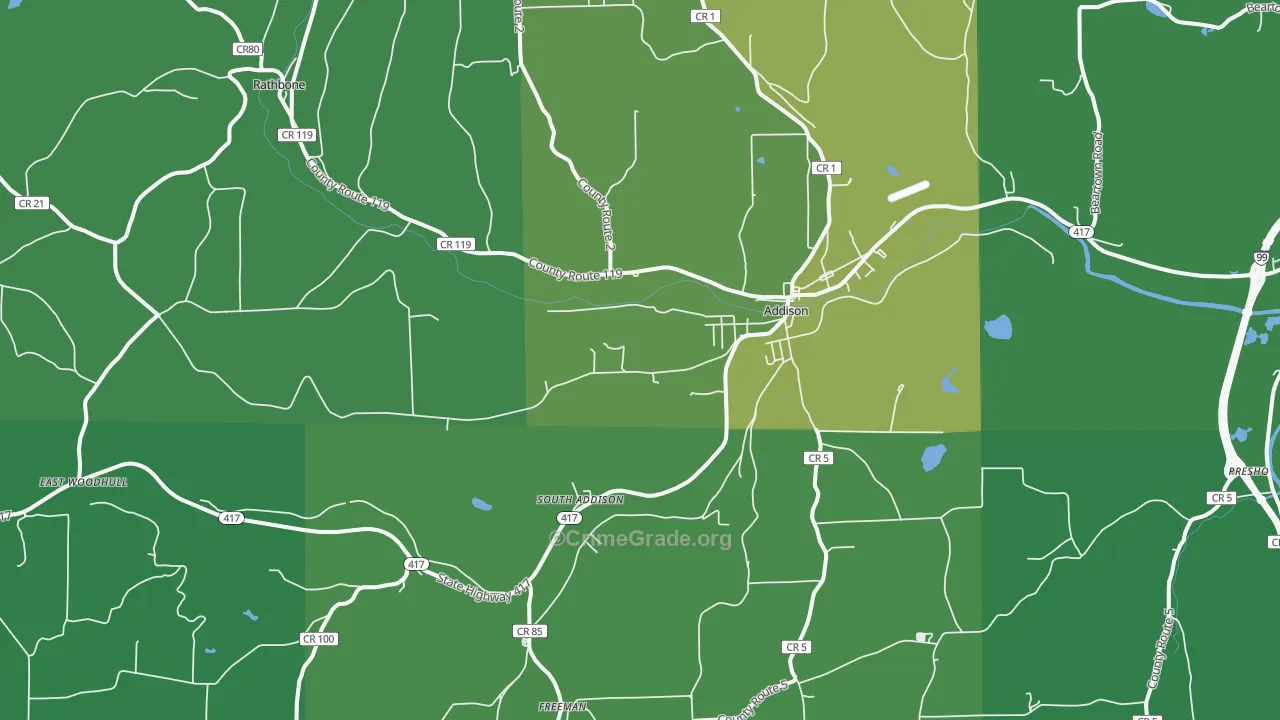 Addison, NY Map of Vandalism Rates