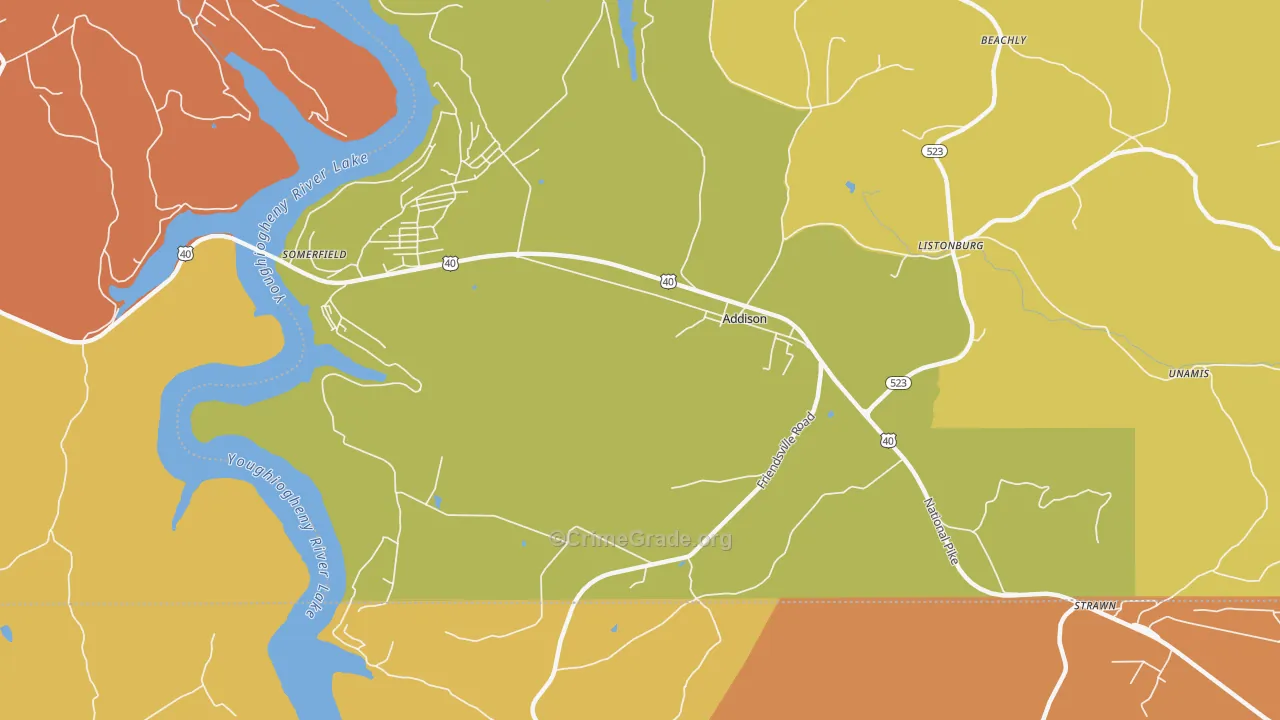 Addison, PA Map of Vandalism Rates