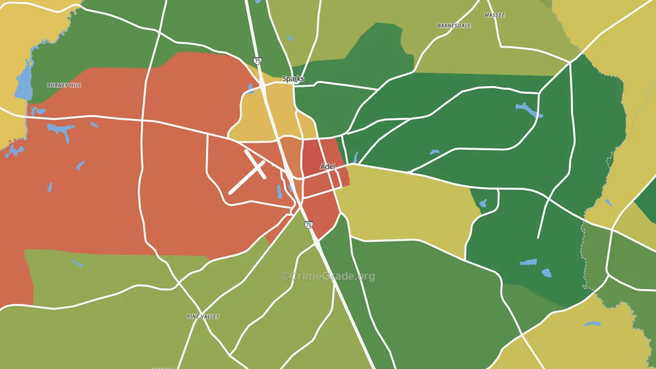 Adel, GA Map of Vandalism Rates