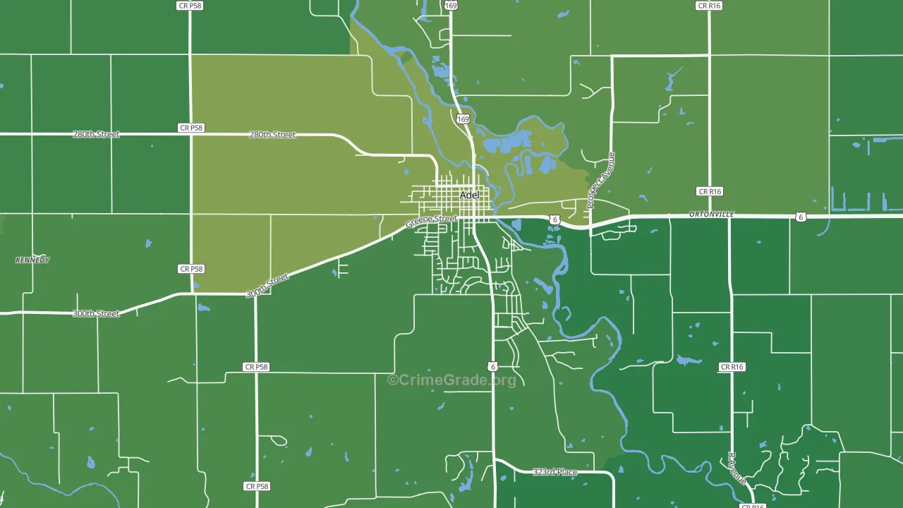 Adel, IA Map of Vandalism Rates