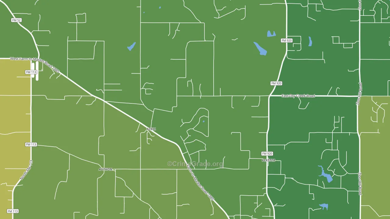 Adell, TX Map of Vandalism Rates