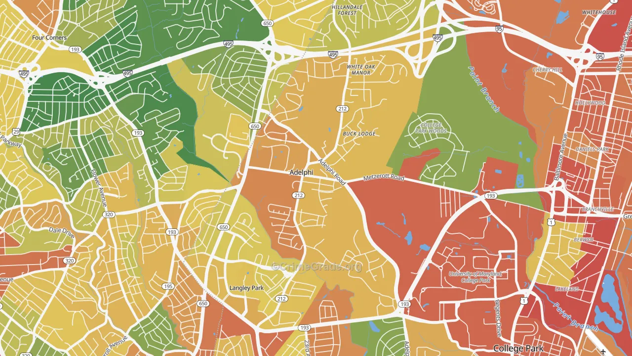 Adelphi, MD Map of Vandalism Rates