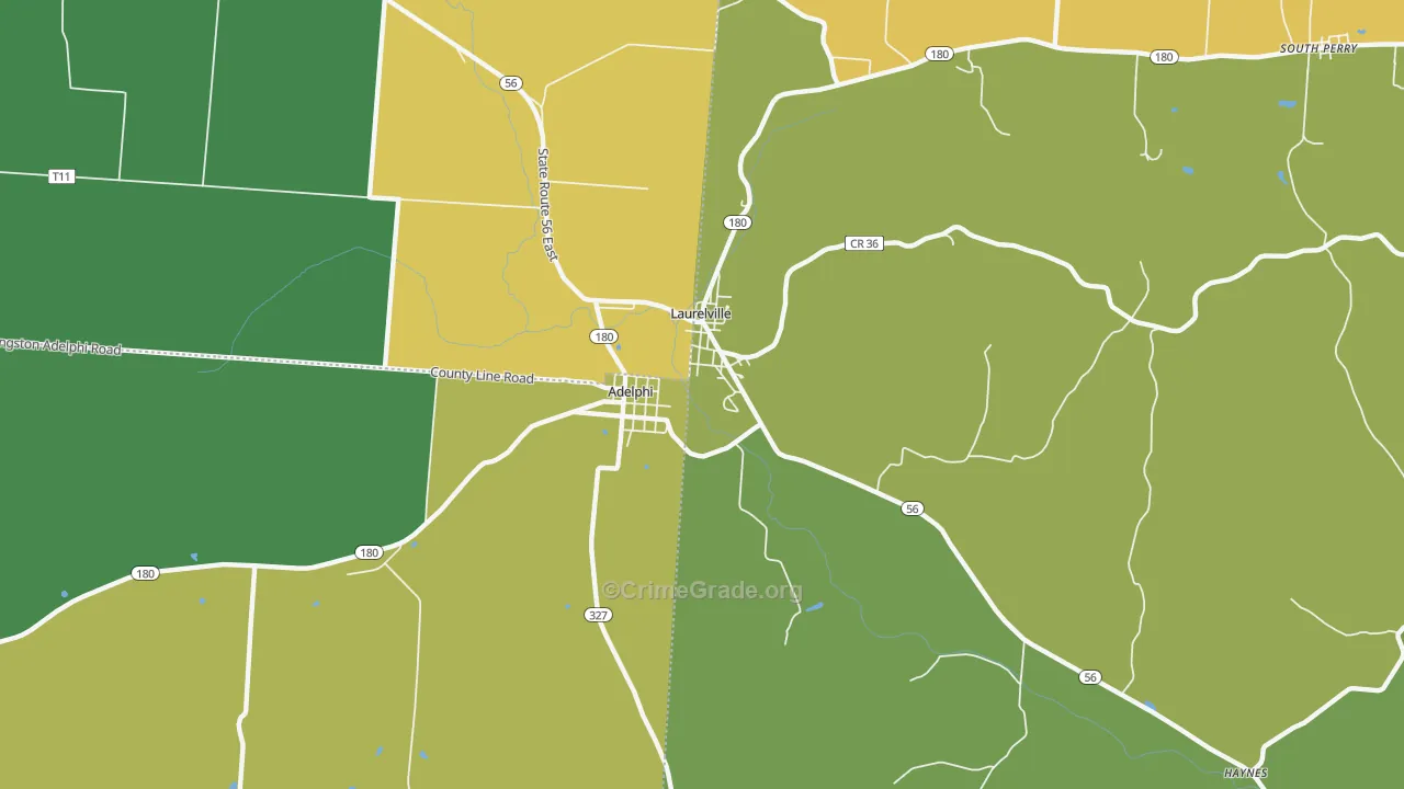 Adelphi, OH Map of Vandalism Rates