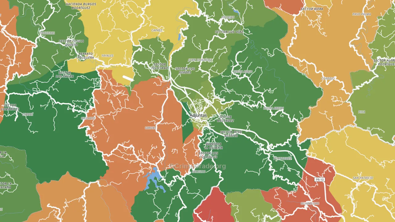 Adjuntas, PR Map of Vandalism Rates
