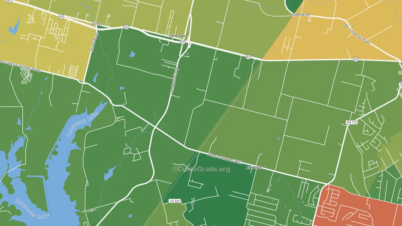 Adkins, TX Map of Vandalism Rates