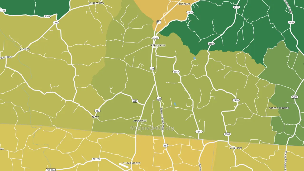 Adolphus, KY Map of Vandalism Rates