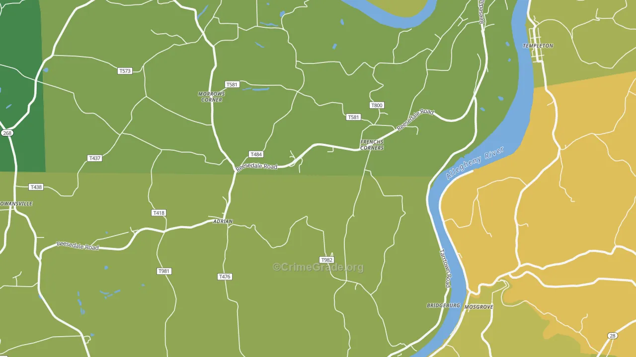 Adrian, PA Map of Vandalism Rates