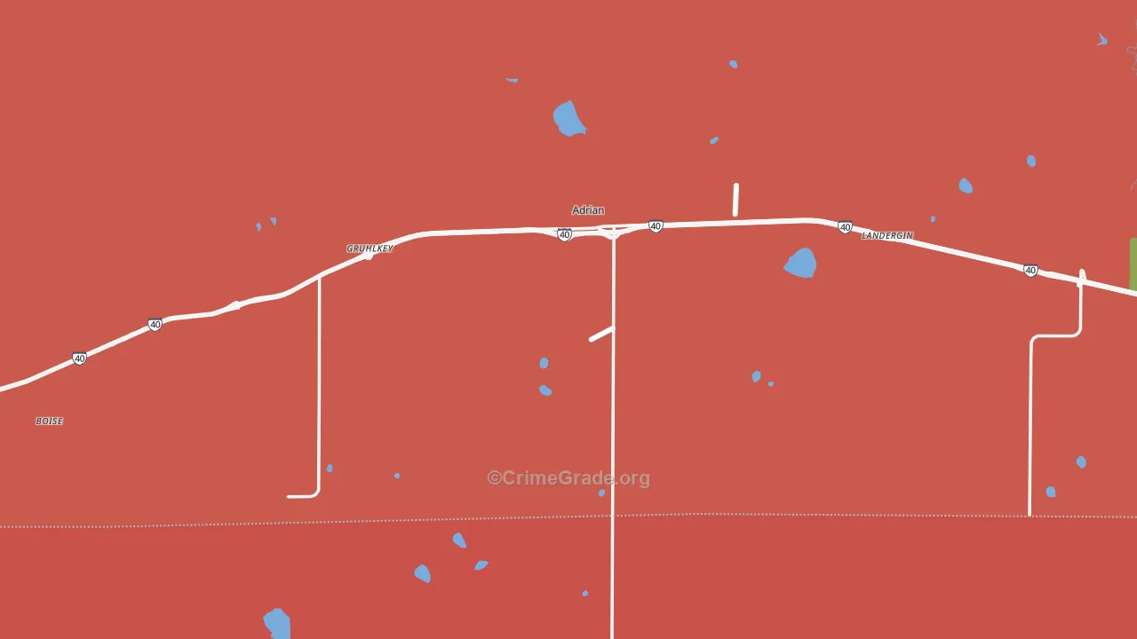 Adrian, TX Map of Vandalism Rates