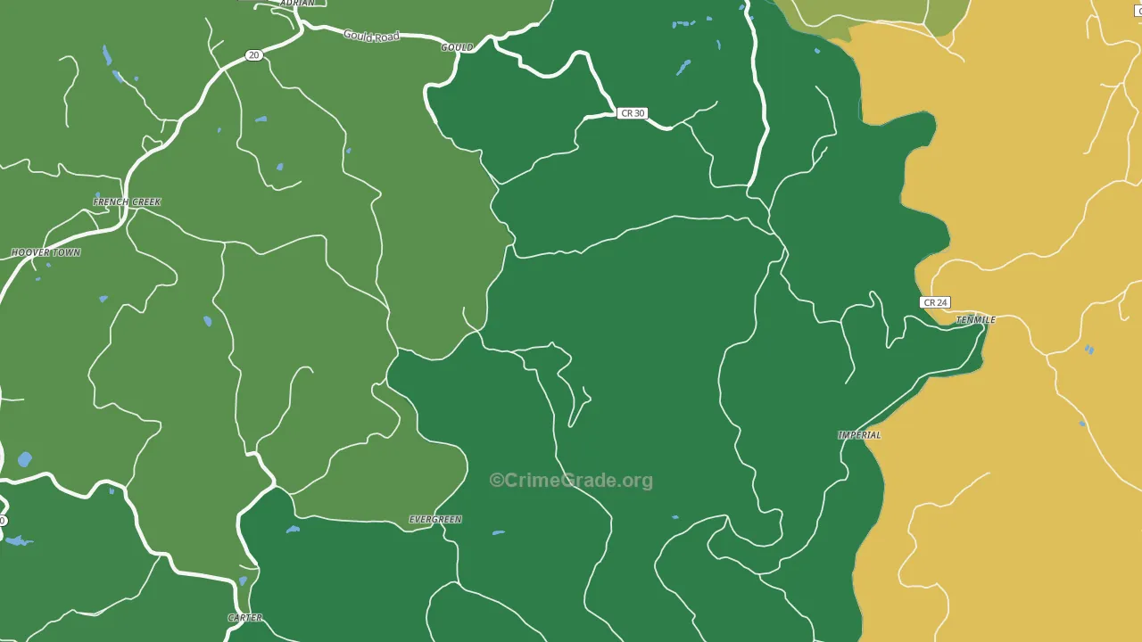 Adrian, WV Map of Vandalism Rates