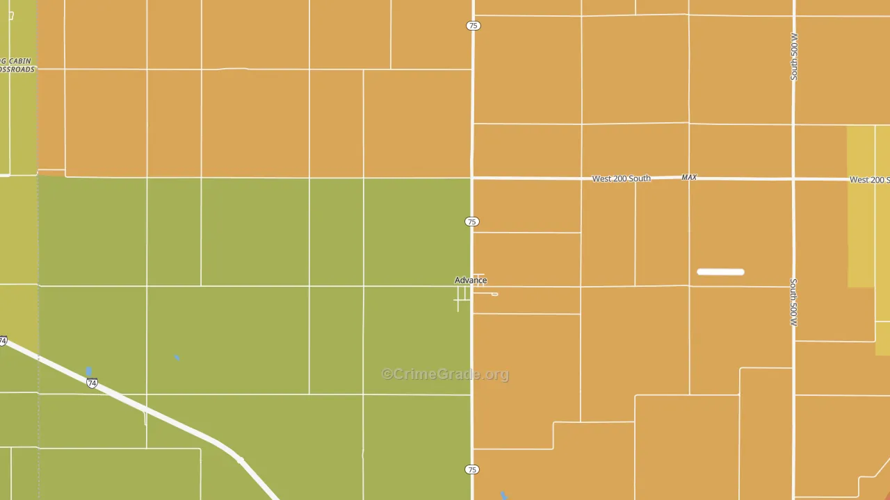 Advance, IN Map of Vandalism Rates