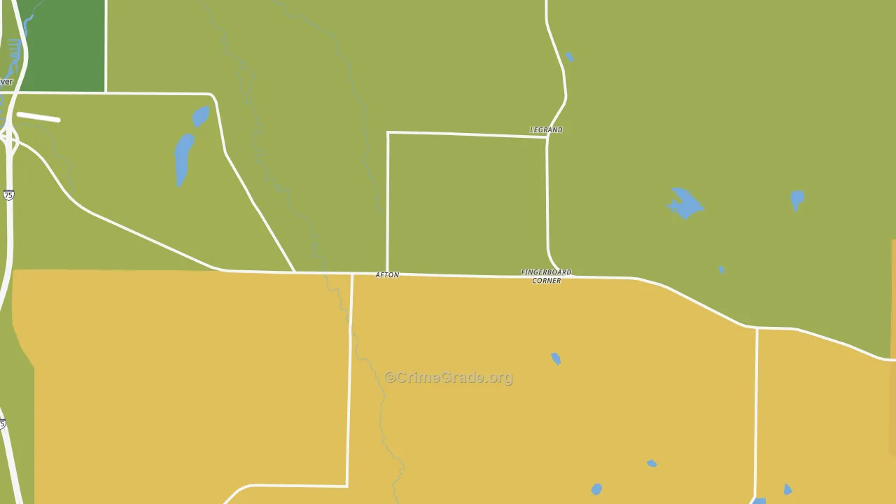 Afton, MI Map of Vandalism Rates