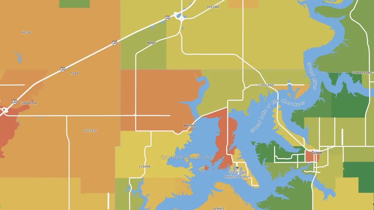 Afton, OK Map of Vandalism Rates