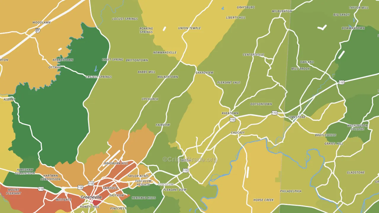 Afton, TN Map of Vandalism Rates