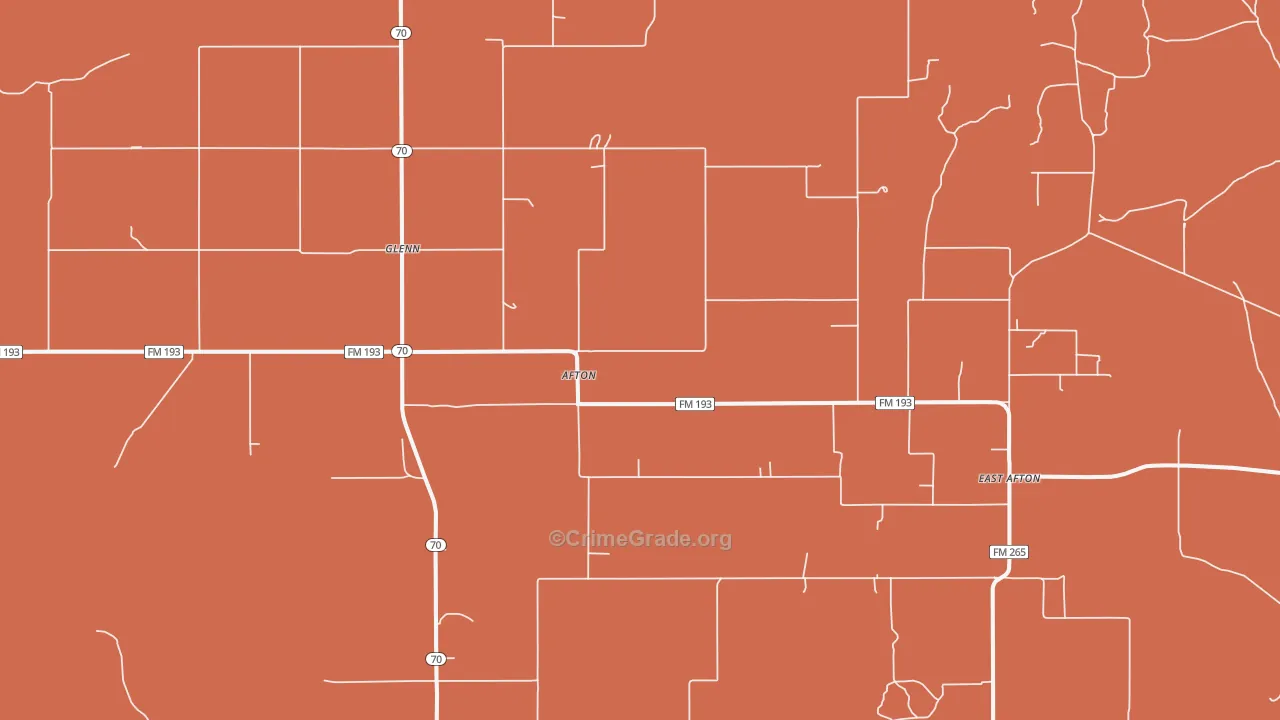 Afton, TX Map of Vandalism Rates
