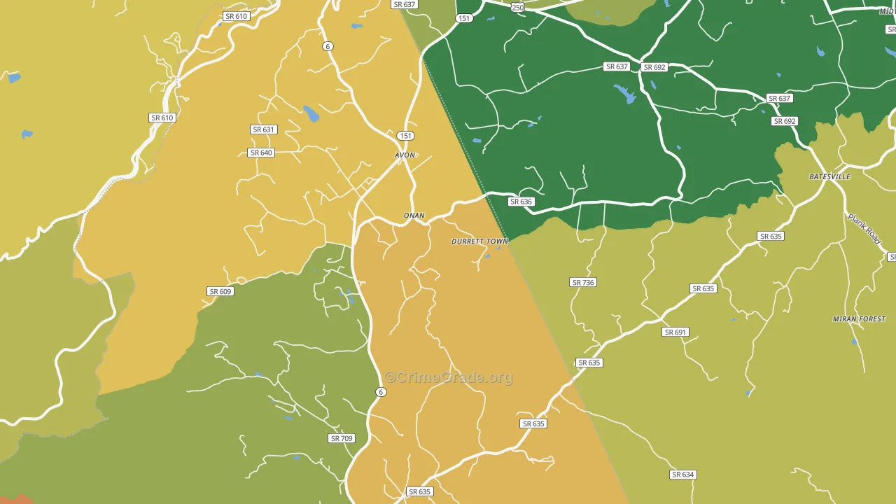 Afton, VA Map of Vandalism Rates
