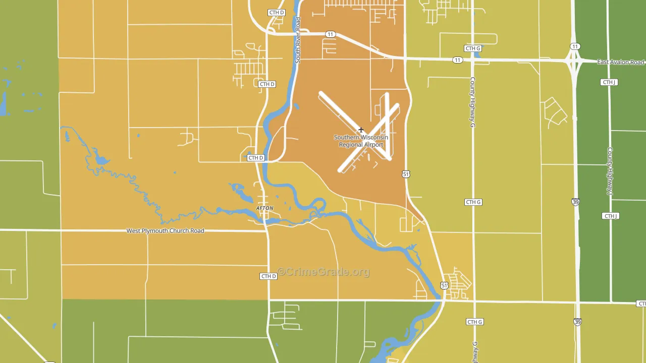Afton, WI Map of Vandalism Rates