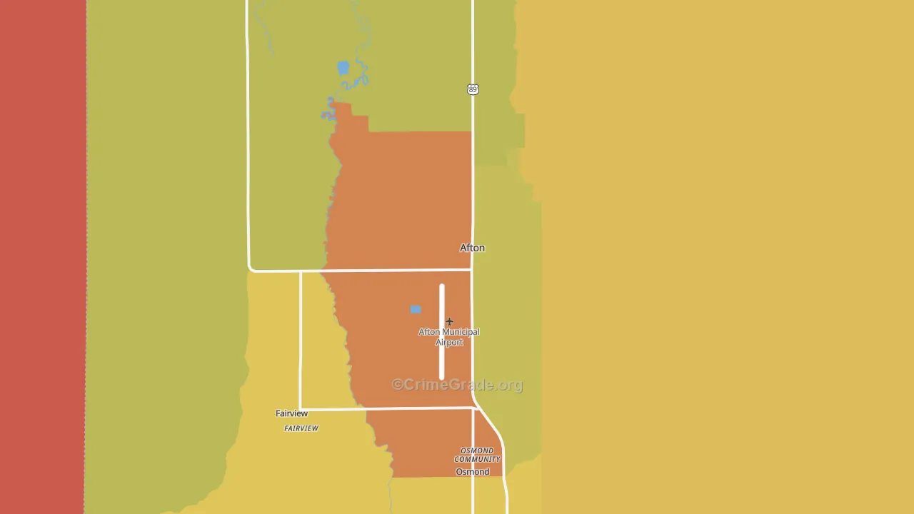 Afton, WY Map of Vandalism Rates