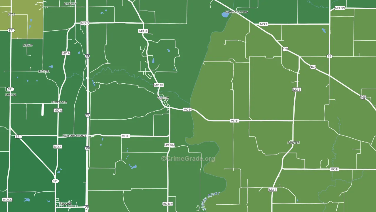 Agency, MO Map of Vandalism Rates