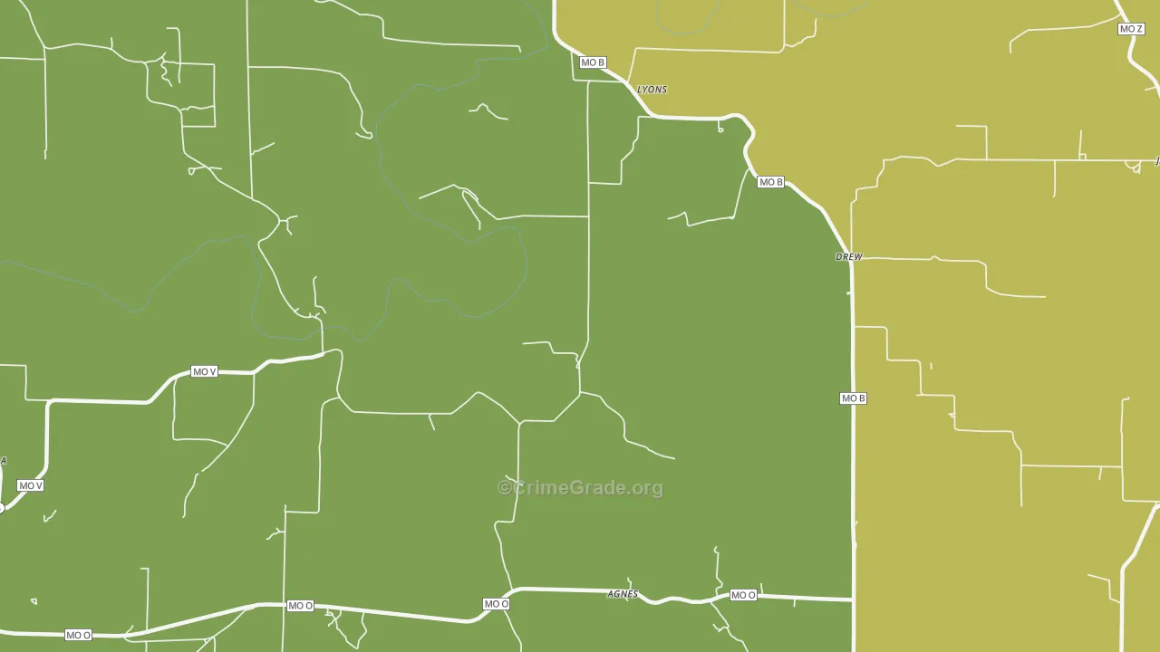 Agnes, MO Map of Vandalism Rates