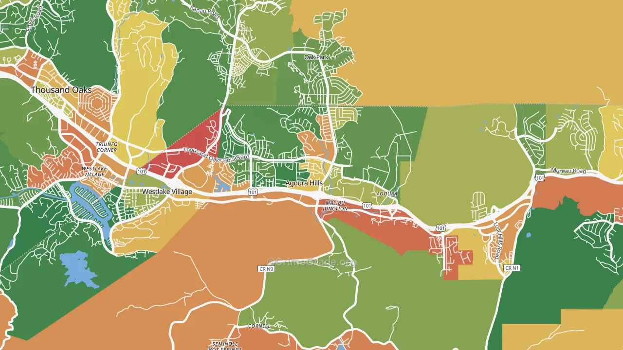 Agoura Hills, CA Map of Vandalism Rates