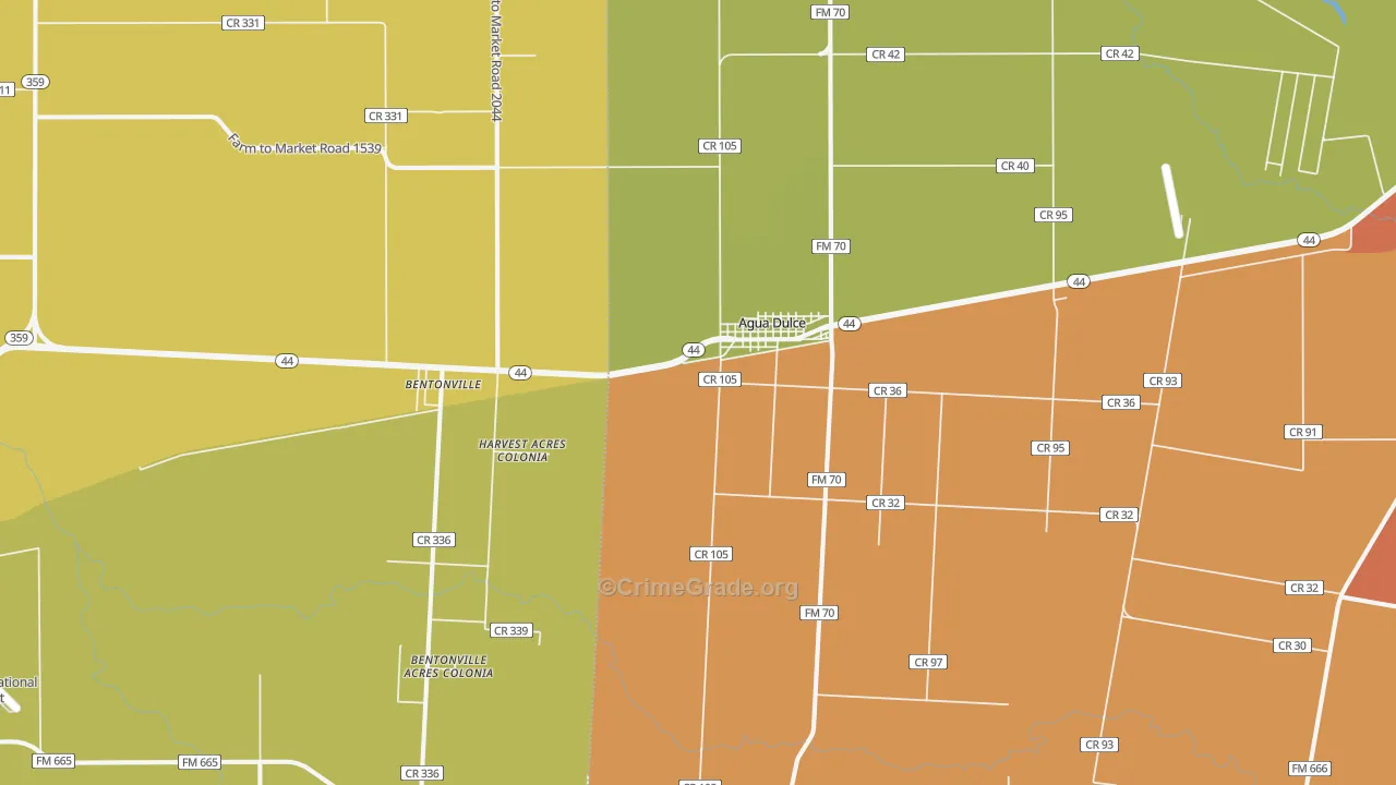 Agua Dulce, TX Map of Vandalism Rates