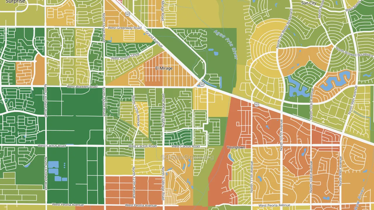 Agua Fria, El Mirage, AZ Map of Vandalism Rates