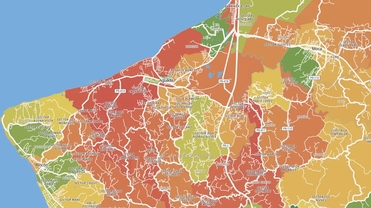 Aguada, PR Map of Vandalism Rates