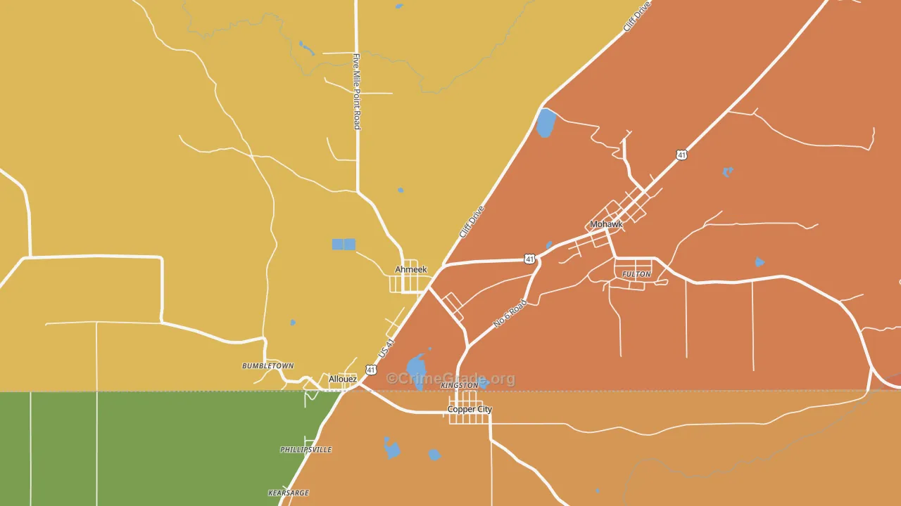 Ahmeek, MI Map of Vandalism Rates