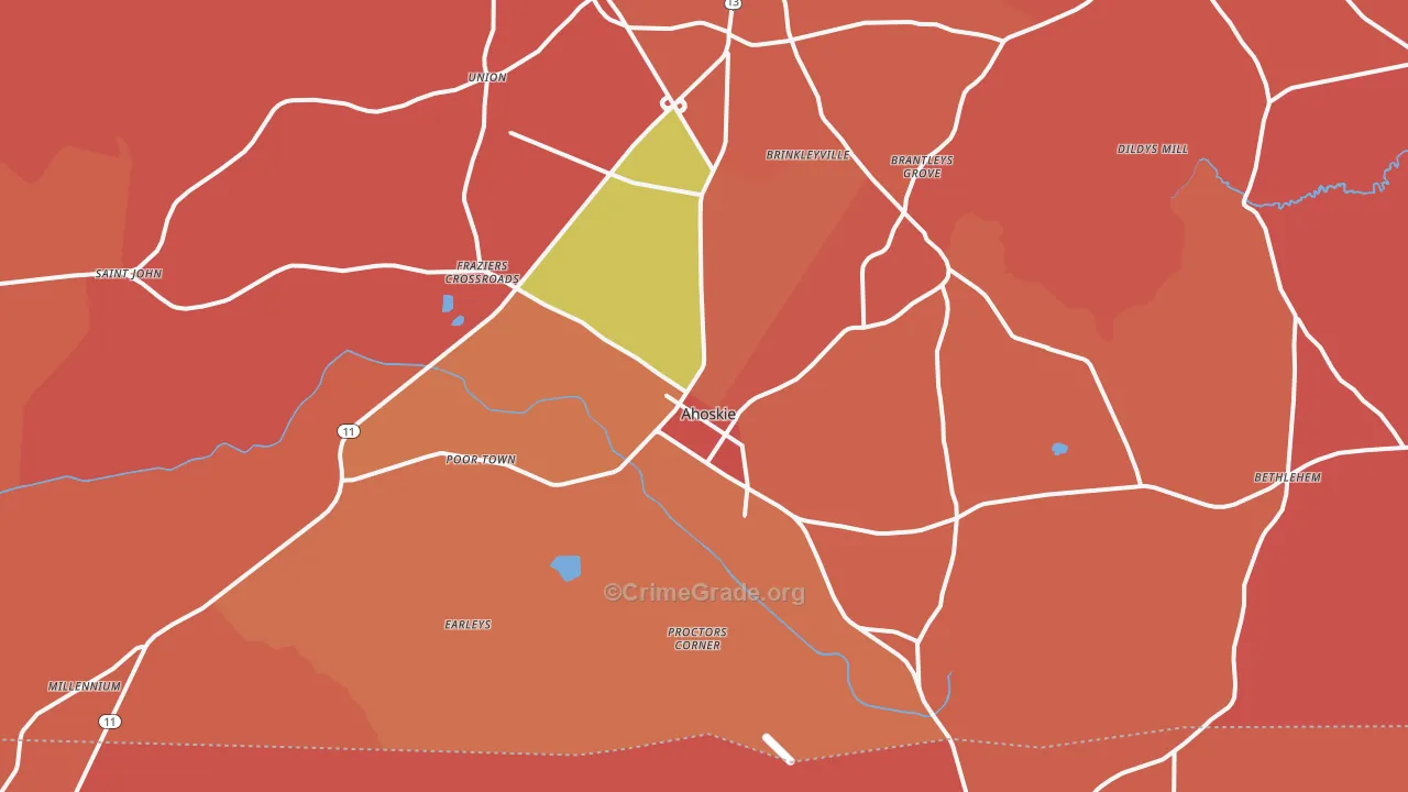 Ahoskie, NC Map of Vandalism Rates