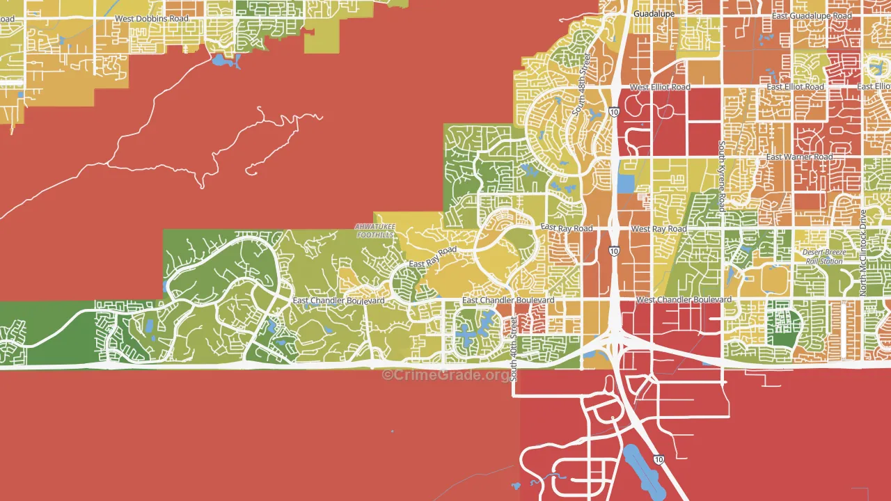 Ahwatukee, Phoenix, AZ Map of Vandalism Rates