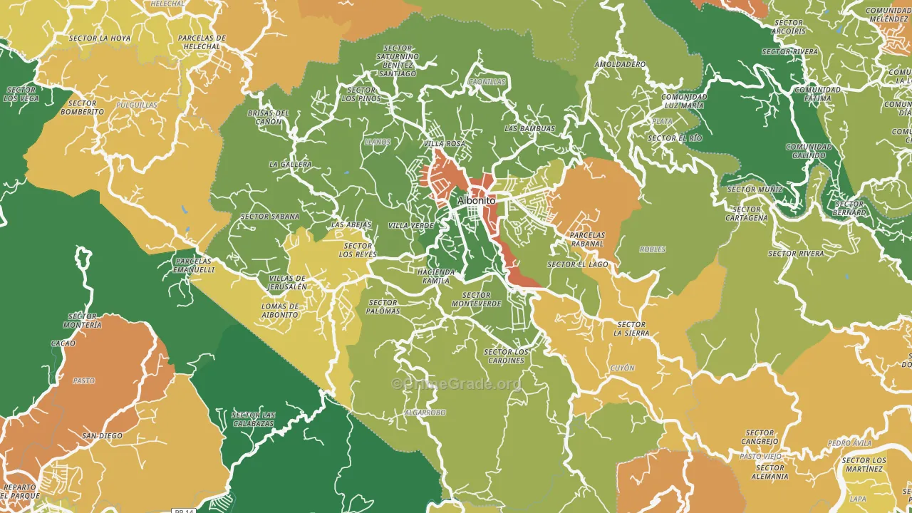 Aibonito, PR Map of Vandalism Rates