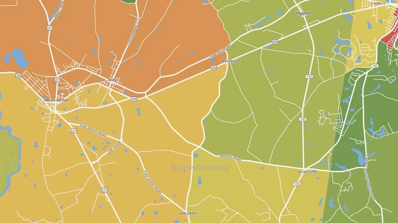 Ailey, GA Map of Vandalism Rates