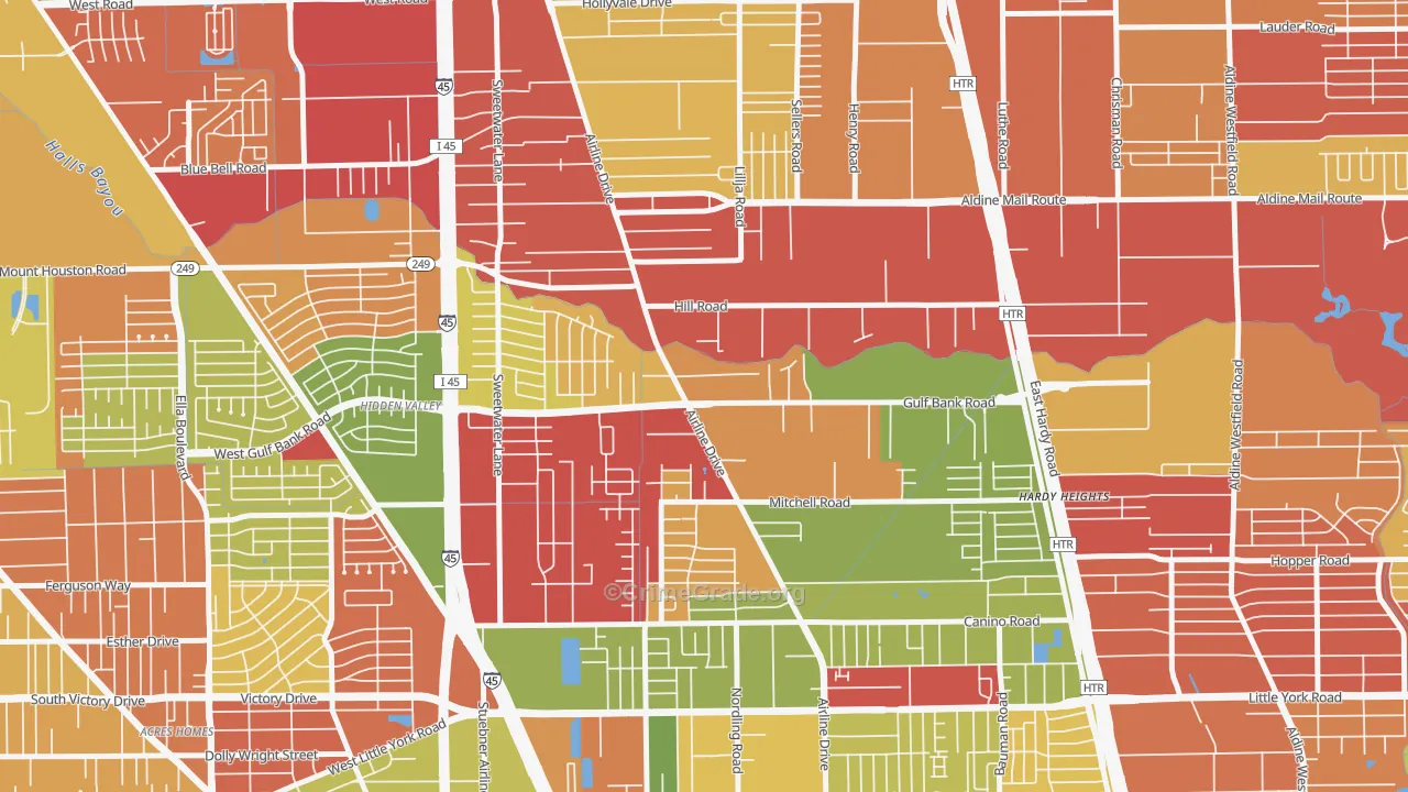 Airline, Houston, TX Map of Vandalism Rates