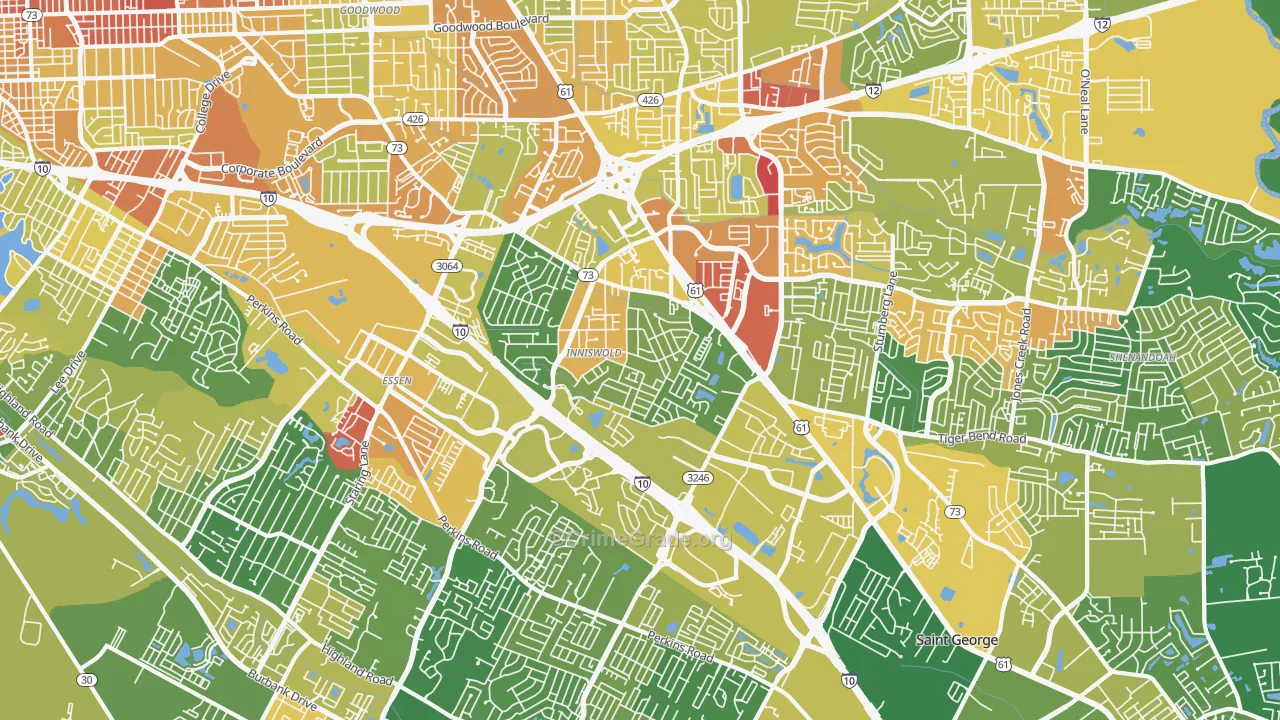 Airline-Jefferson, Baton Rouge, LA Map of Vandalism Rates