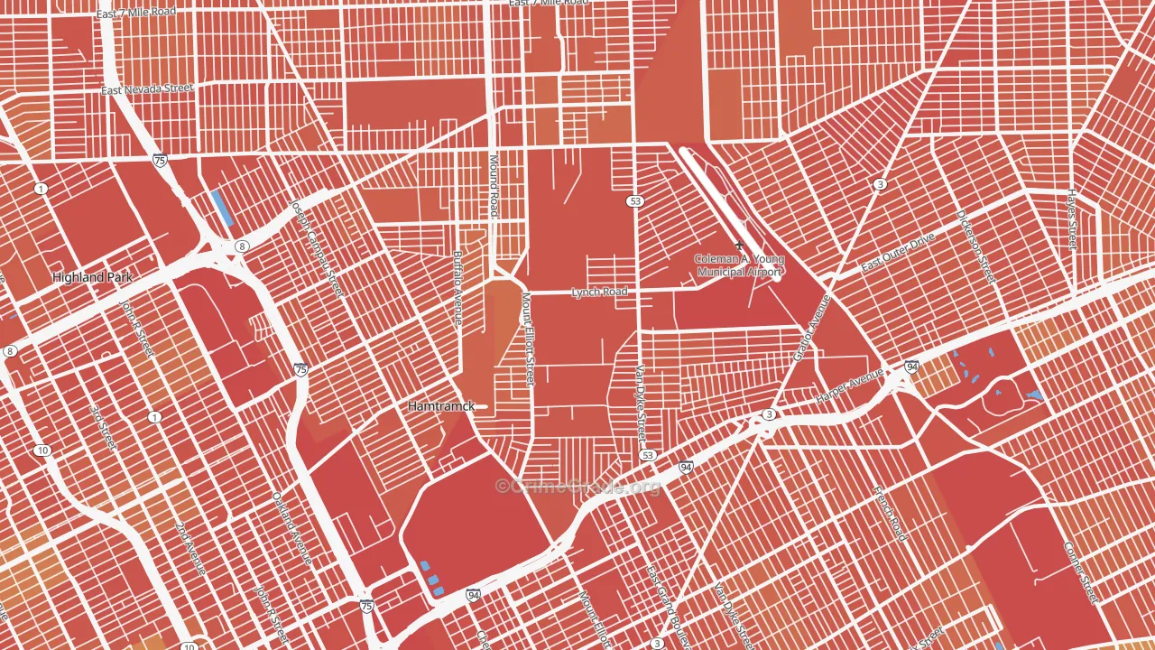 Airport, Detroit, MI Map of Vandalism Rates
