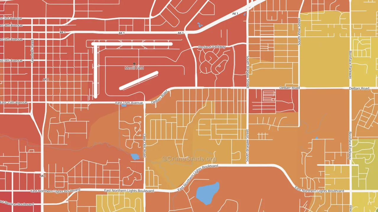 Airport Heights, Anchorage, AK Map of Vandalism Rates