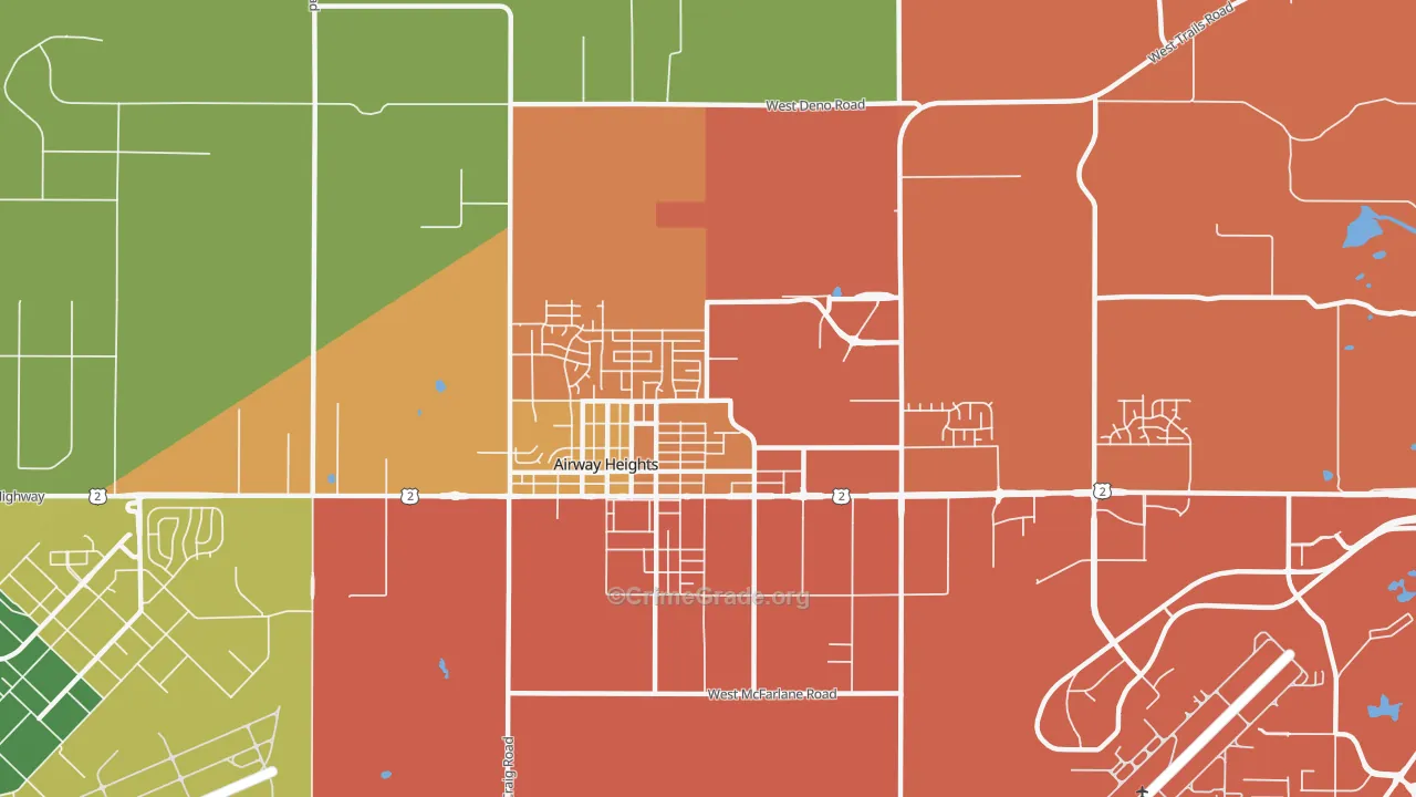 Airway Heights, WA Map of Vandalism Rates