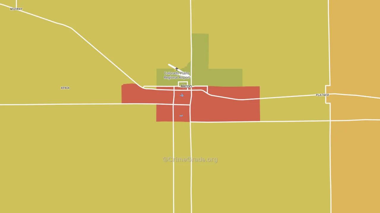Akron, CO Map of Vandalism Rates