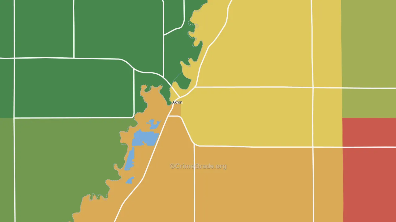 Akron, IA Map of Vandalism Rates