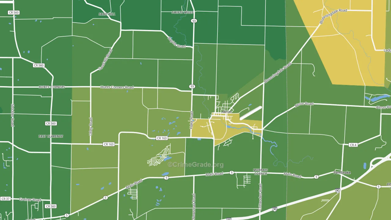 Akron, NY Map of Vandalism Rates