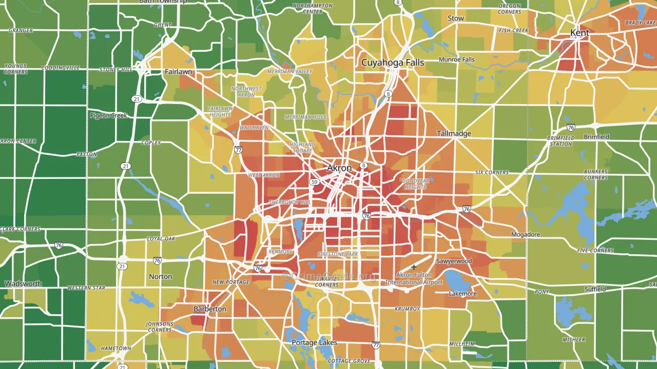 Akron, OH Map of Vandalism Rates
