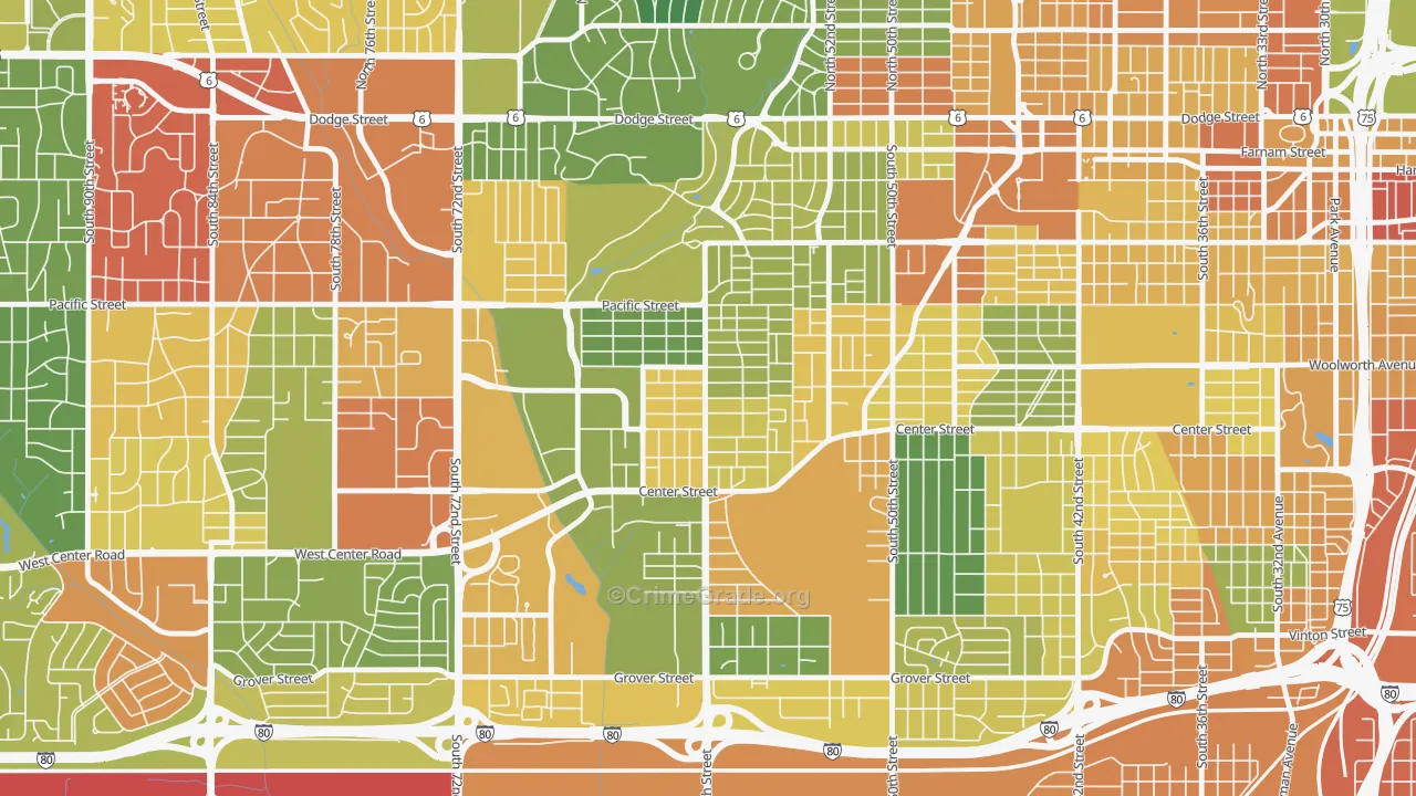 Aksarben-Elmwood Park, Omaha, NE Map of Vandalism Rates