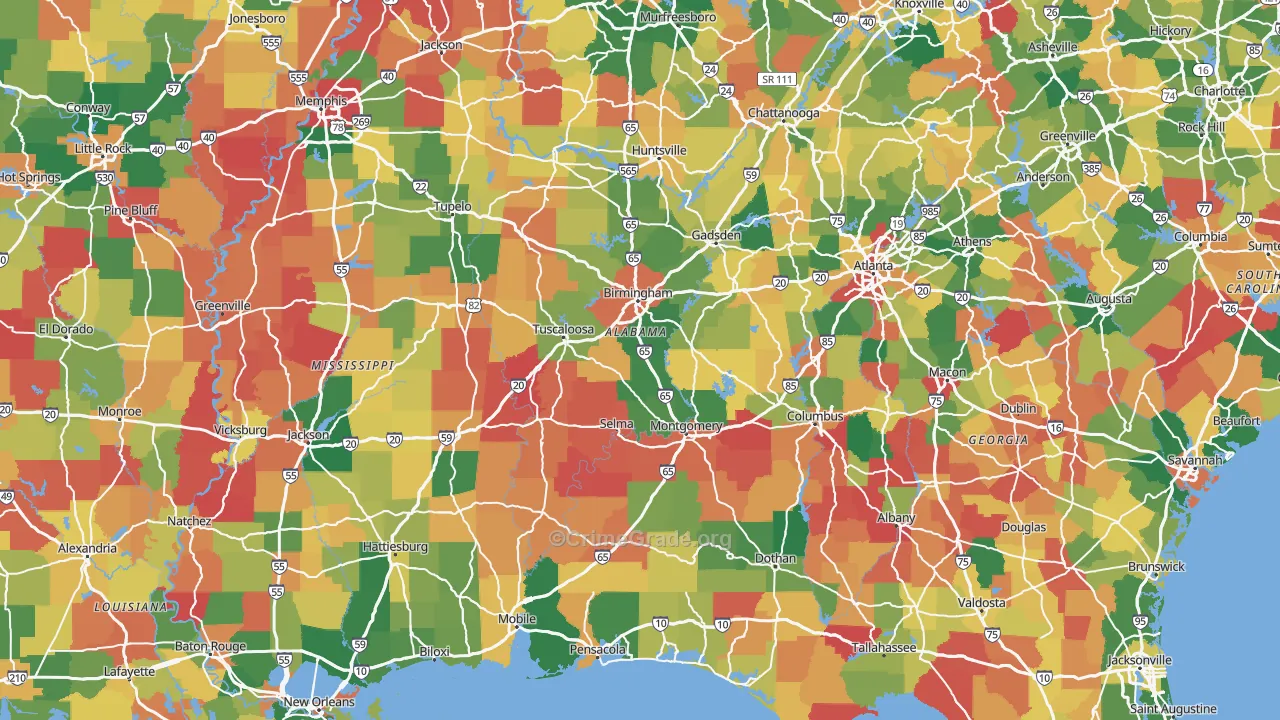 Alabama Map of Vandalism Rates