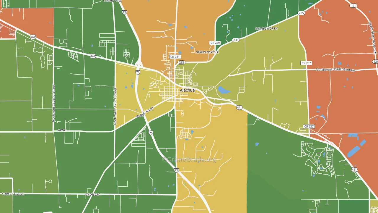 Alachua, FL Map of Vandalism Rates
