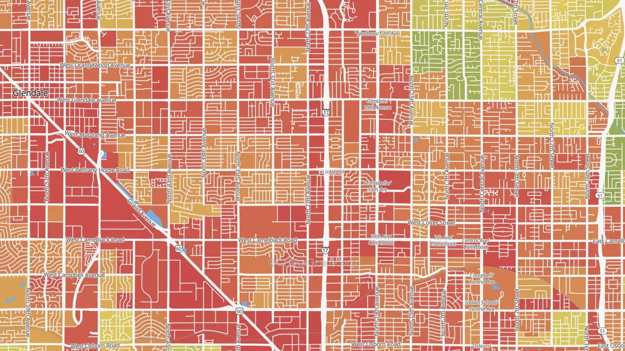 Alahambra, Phoenix, AZ Map of Vandalism Rates