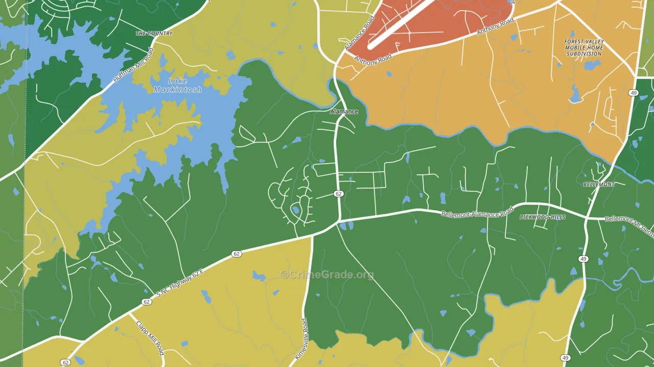 Alamance, NC Map of Vandalism Rates