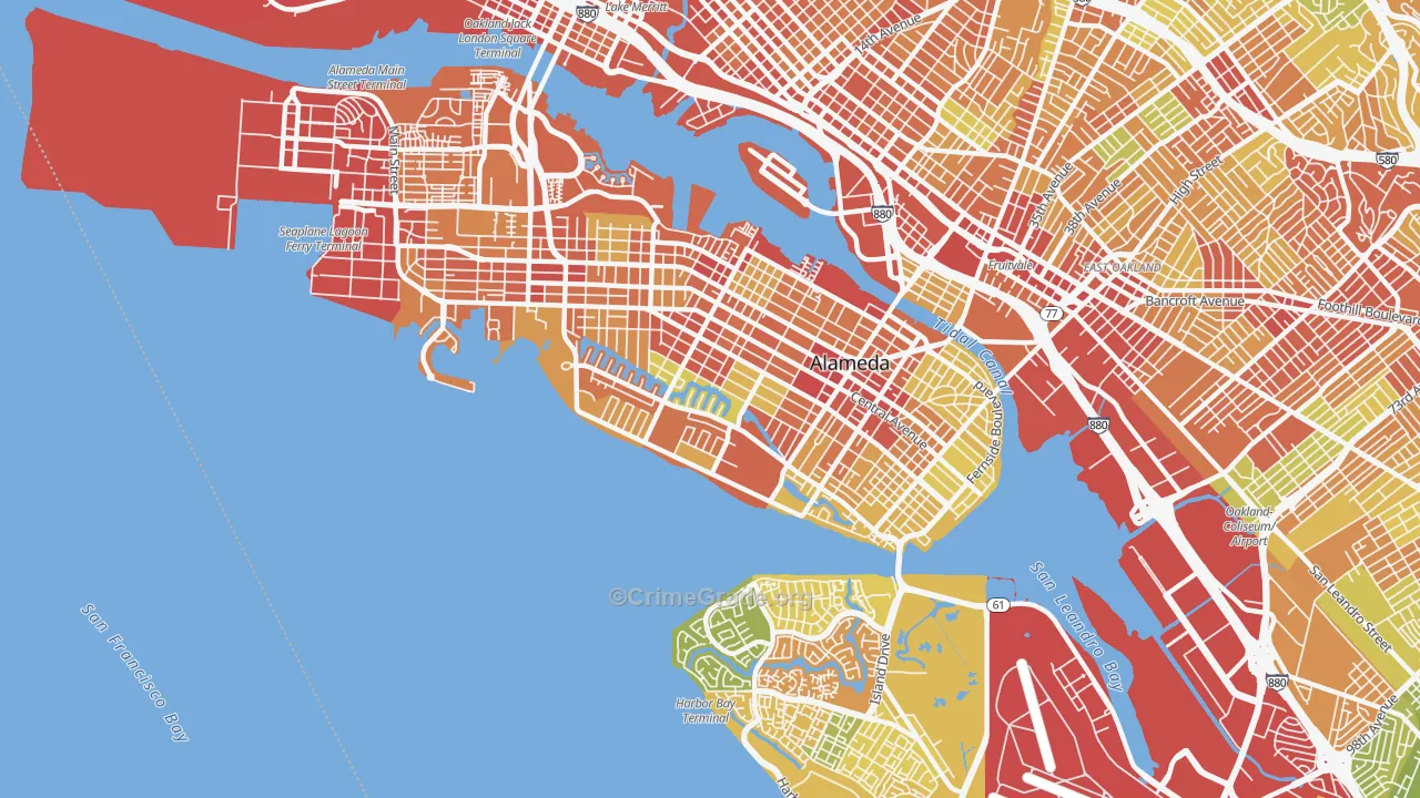 Alameda, CA Map of Vandalism Rates
