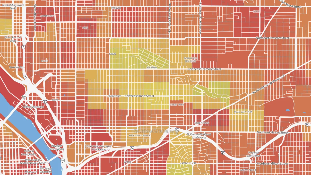 Alameda, Portland, OR Map of Vandalism Rates