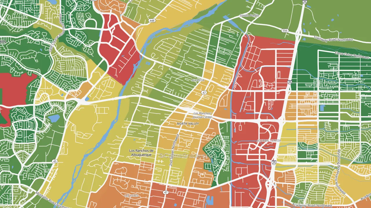Alamedan Valley, North Valley, NM Map of Vandalism Rates